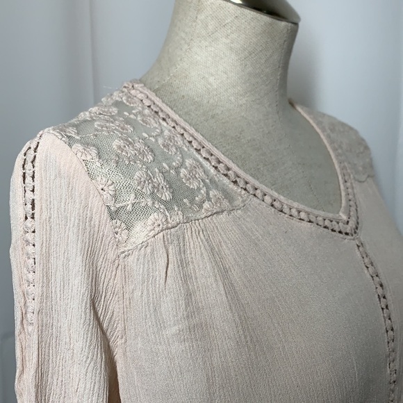 Vintage John Paul Richard Petite Lace Crepe Blouse - Pink, Cotton, Sz PL - Picture 4 of 9